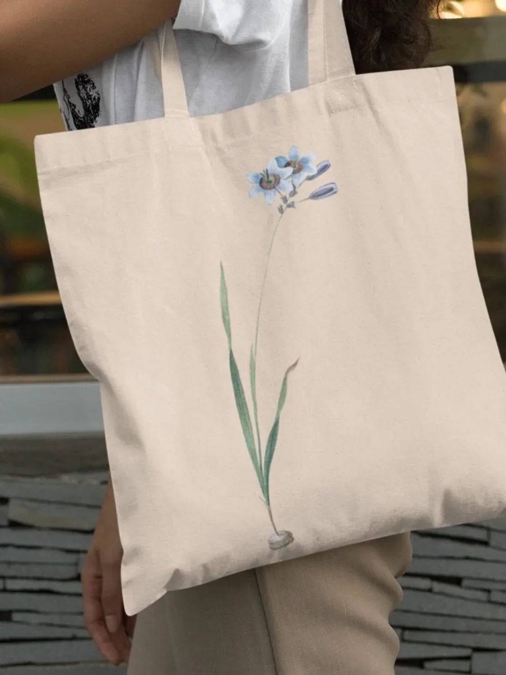 Cape Crocus Vintage Floral Print Graphic Canvas Tote Bag